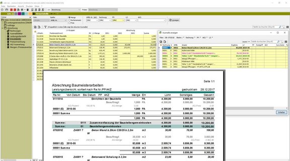 Screenshot der ABK-Software, der die Abrechnungskontrolle in ABK zeigt