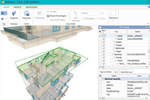 Screenshot der ABK-Software, der den BIM-Viewer in ABK zeigt