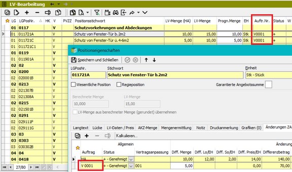 Screenshot der ABK-Software, der die strikte Unterscheidung von Vertragsanpassungen und Zusatzangeboten zeigt