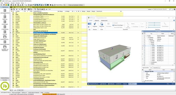 Screenshot der ABK-Software, der den BIM-Viewer im LV zeigt