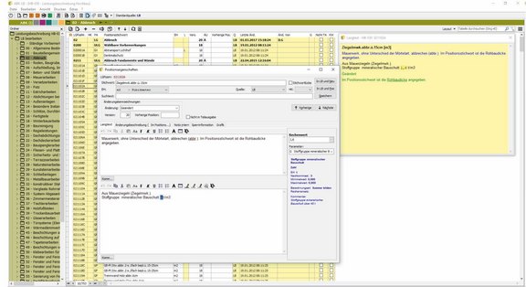 Screenshot der ABK-Software, der das Bearbeiten der Leistungsbeschreibung zeigt